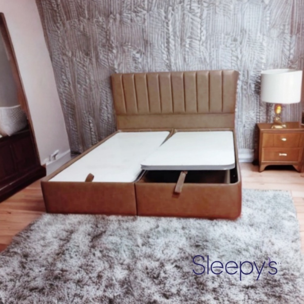 تخت باکس جکدار دونفره دوتیکه با تاج لمسه شیاری