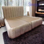 تخت باکس ثابت دونفره دوتیکه با تاج لمسه شیاری