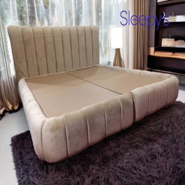 تخت باکس ثابت دونفره دوتیکه با تاج لمسه شیاری